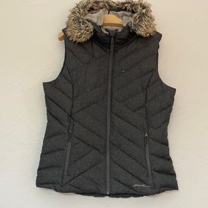 Eddie Bauer Jacket Down Filled Sleeveless Hooded Vest Size L